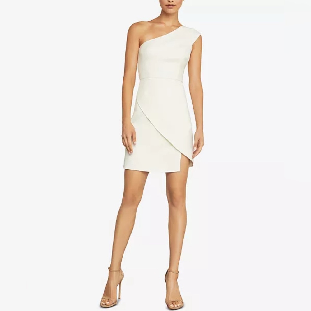 NEW BCBG Maxazria Aryanna Elegant One-Shoulder Winter White Dress size 12